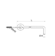Crémaillère aluminium Ø8 mm L300 crochet sur piton inox noir - 924V30J
