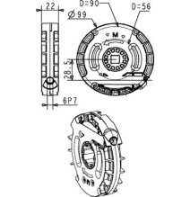 Treuil technivis entrée 6P7 sortie crabot zf- 95C371