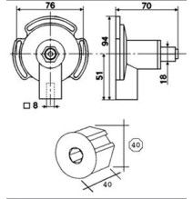 Embout Octo 40 côté manœuvre - 271001